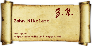 Zahn Nikolett névjegykártya